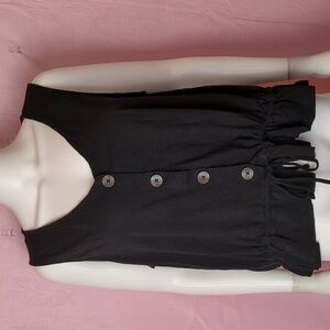Sanctuary Black Tie Waist Faux Button Front Sleeveless Top size 1X